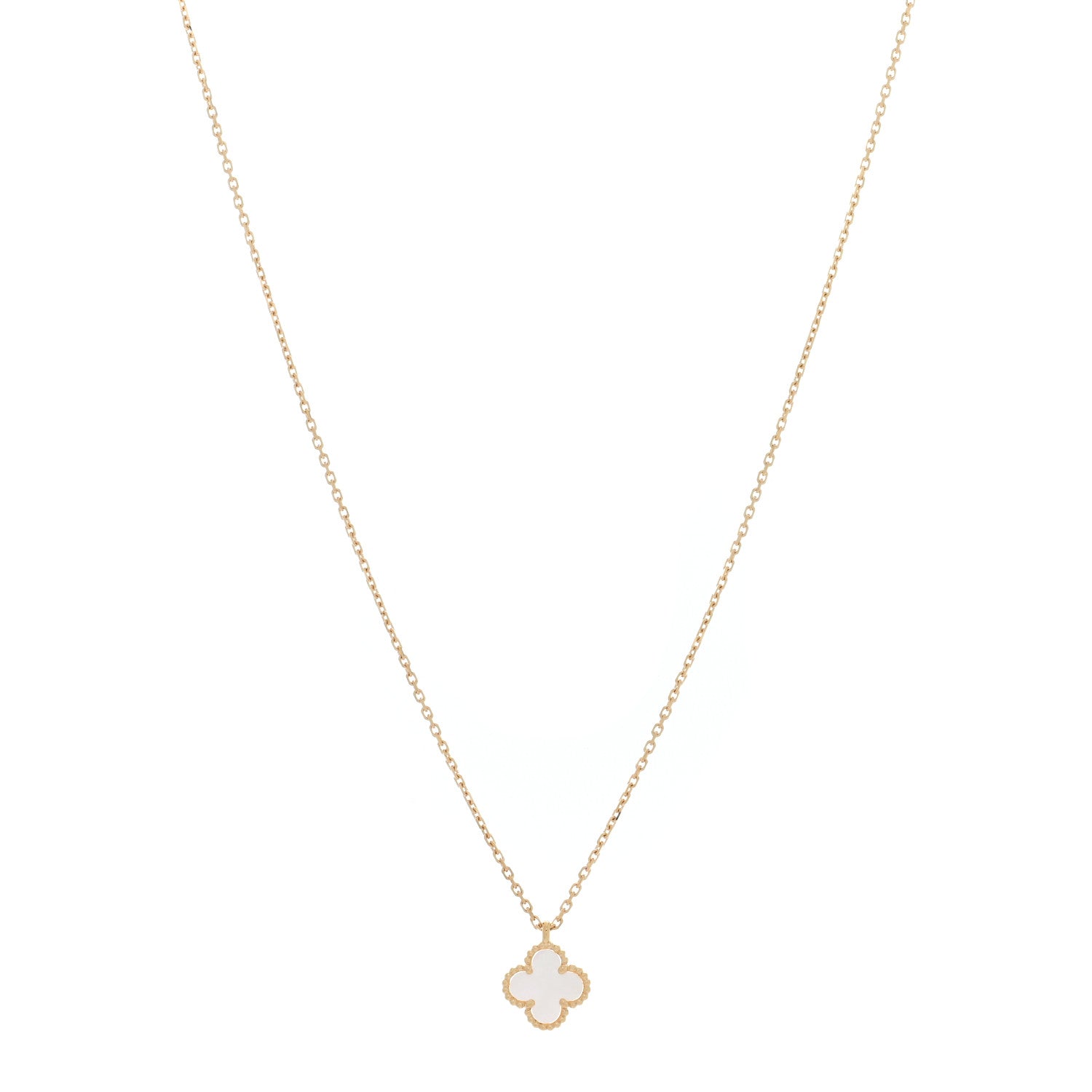 Van Cleef & Arpels 18K Yellow Gold Mother of Pearl Sweet Alhambra Pendant Necklace 1 of 4