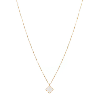 Van Cleef & Arpels 18K Yellow Gold Mother of Pearl Sweet Alhambra Pendant Necklace 1 of 4