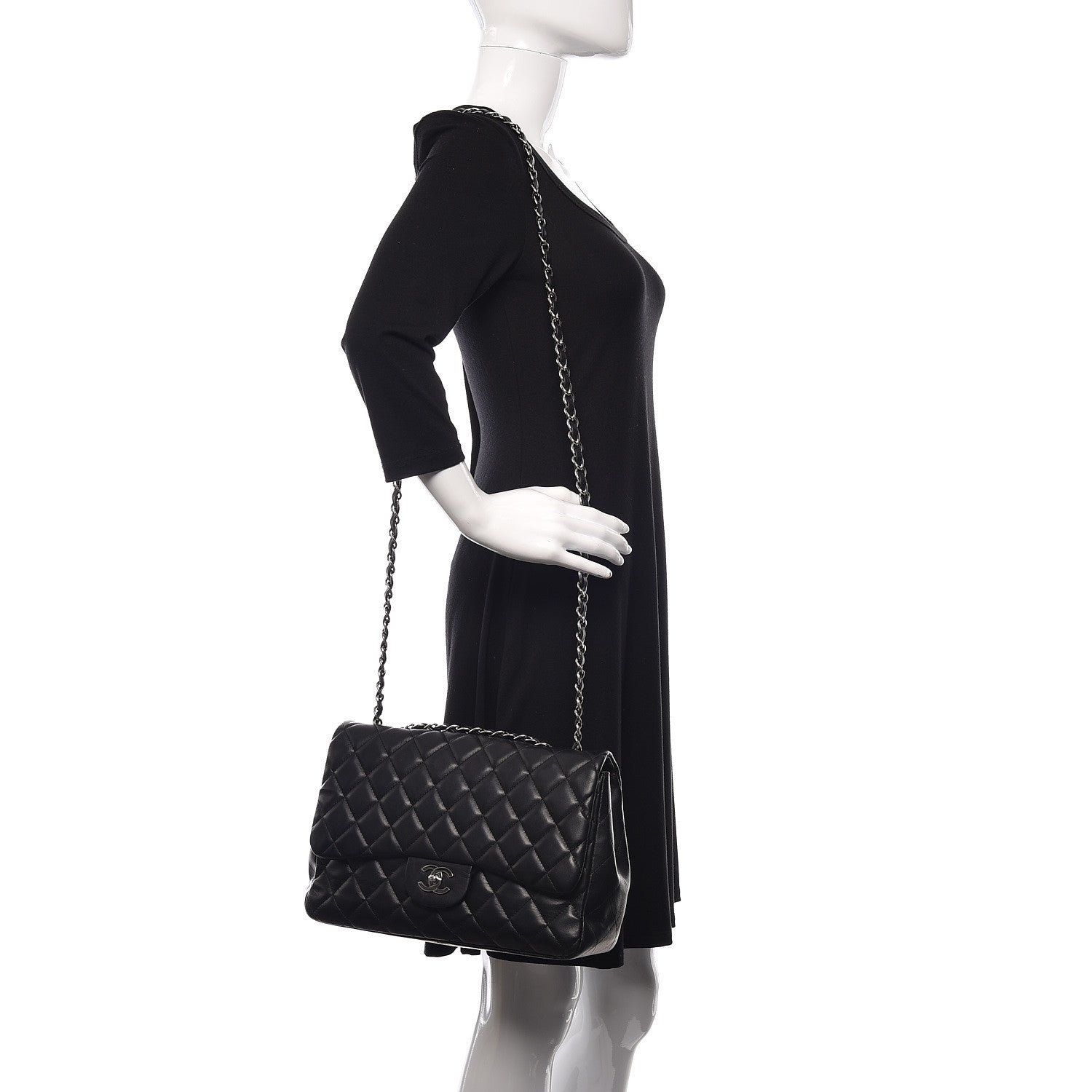 Chanel Lambskin Quilted Jumbo Single Flap Black 2 of 11