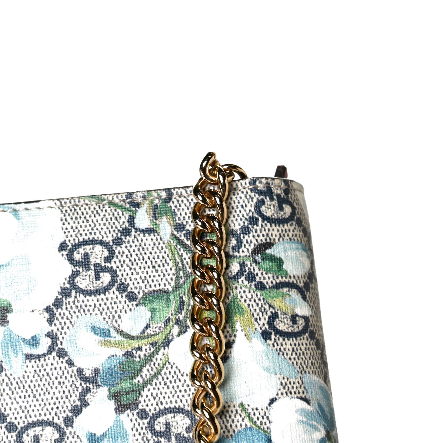 Gucci GG Supreme Monogram Blooms Chain Wallet Blue 9 of 10