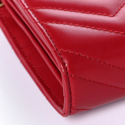 Gucci Calfskin Matelasse GG Marmont Chain Wallet Hibiscus Red 8 of 9