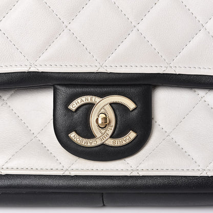 Chanel Lambskin Quilted Graphic Medium Flap White Black 8 of 14