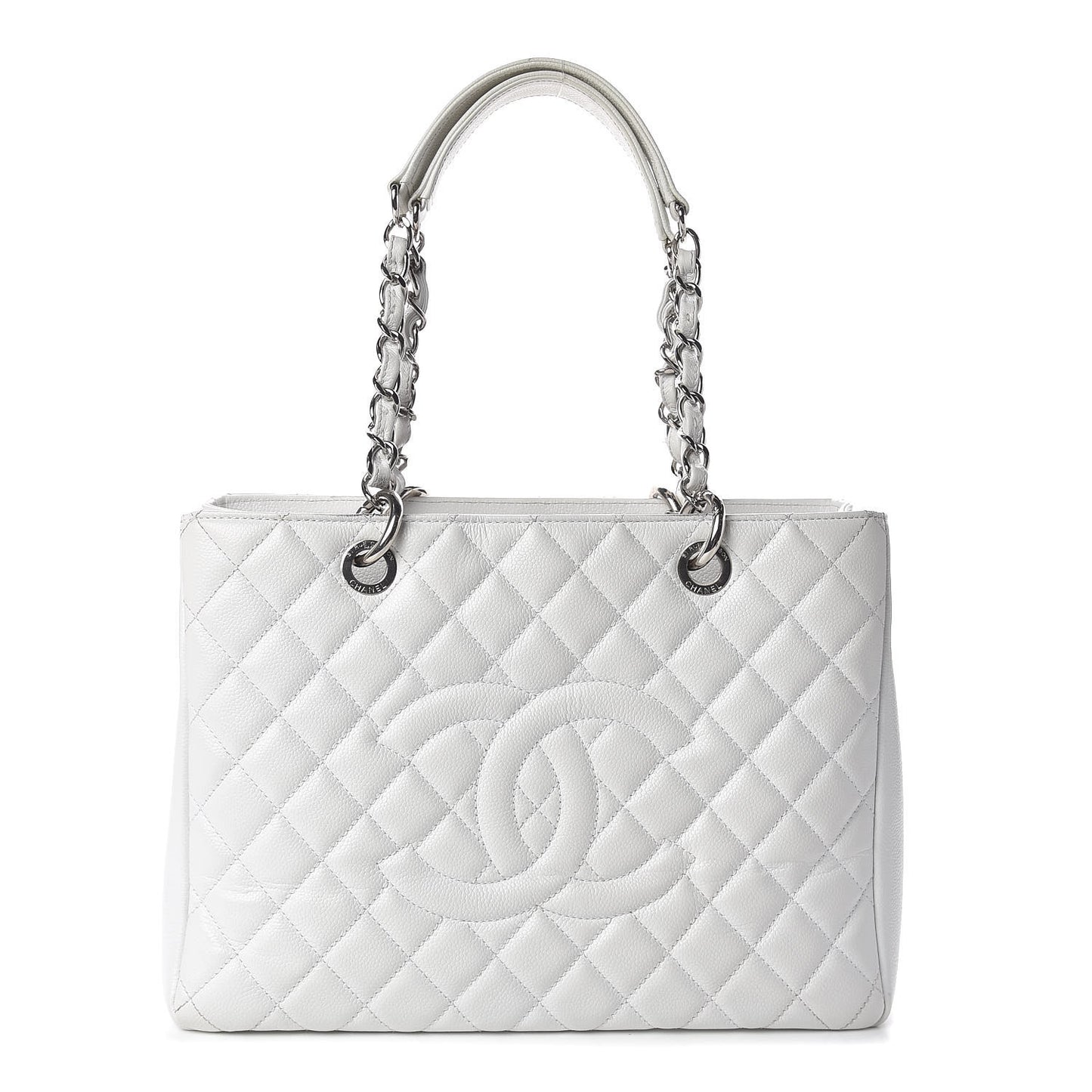 Caviar Quilted Grand Shopping Tote GST White