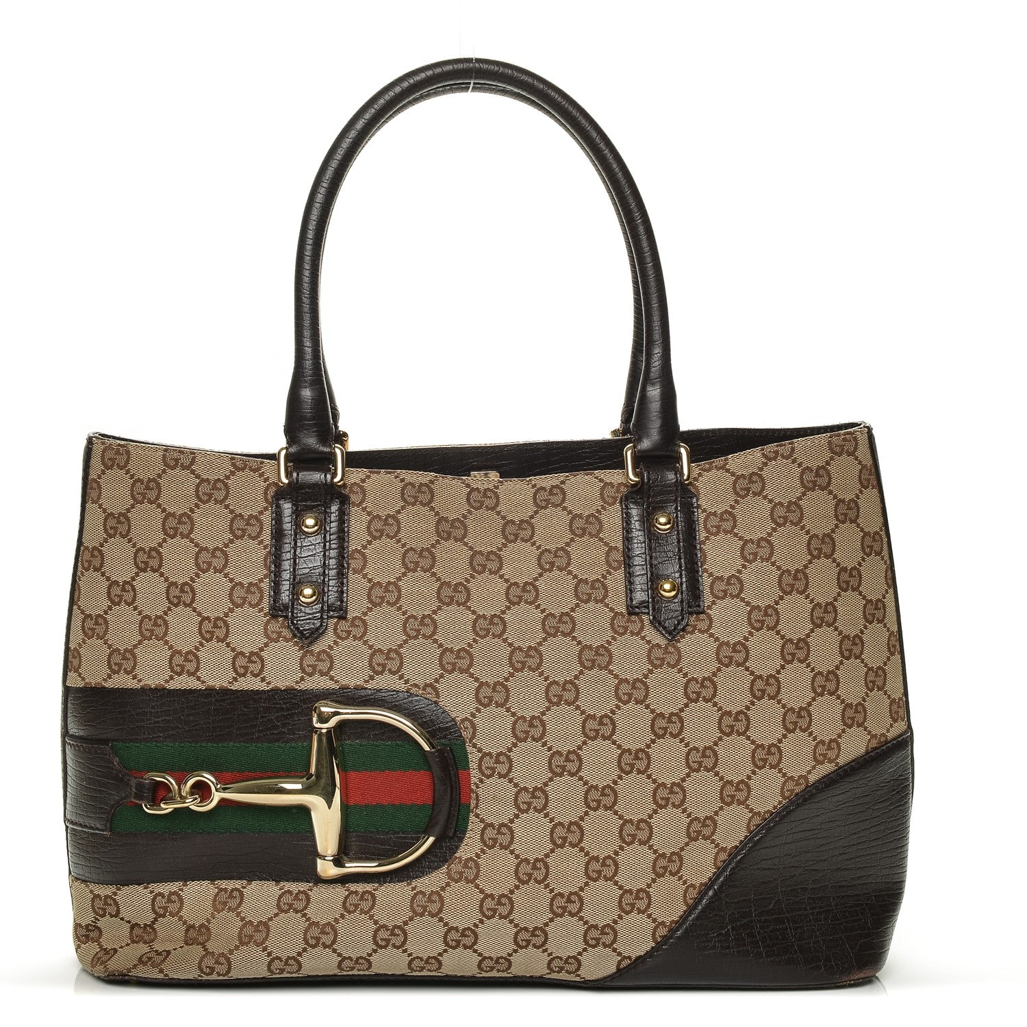 Gucci Monogram Medium Hasler Tote Dark Brown 1 of 6