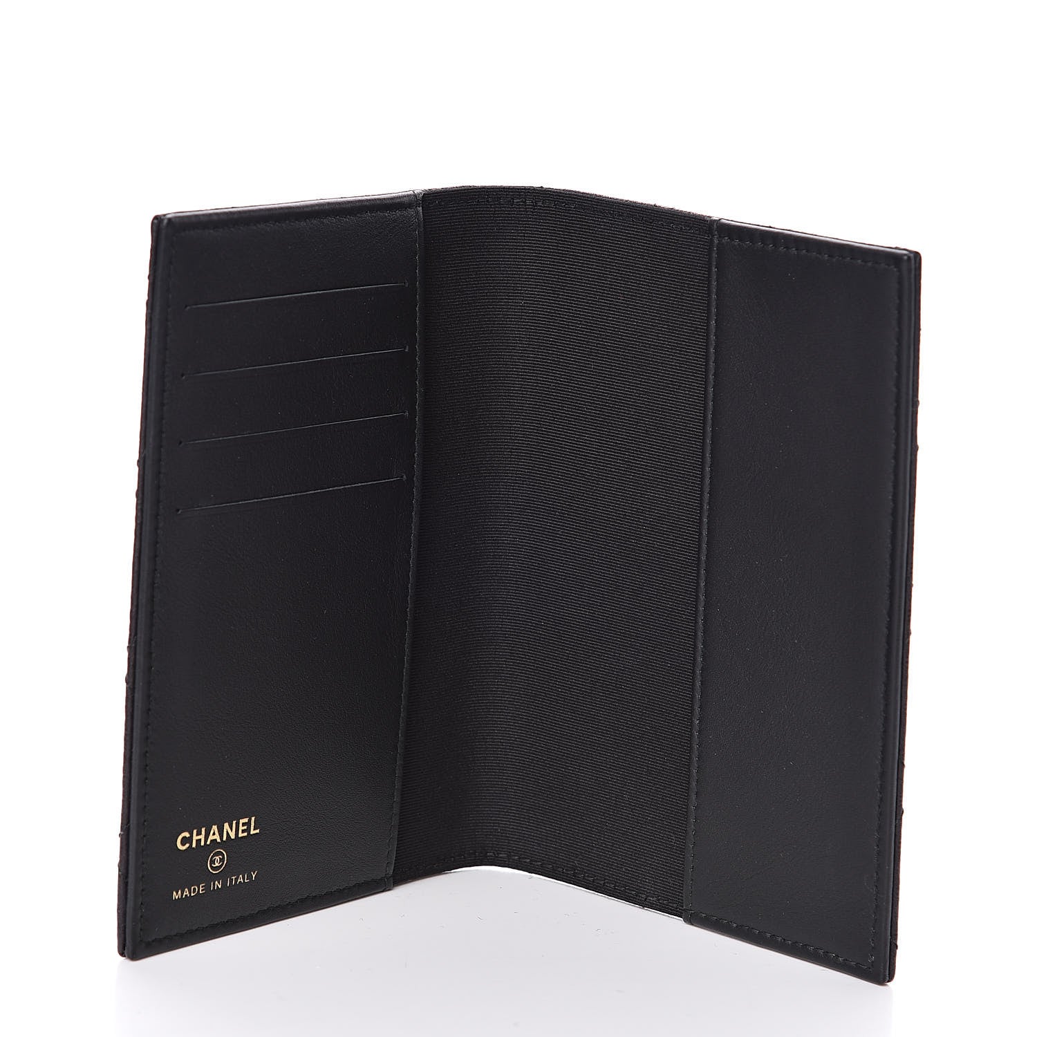 Chanel Letter Calfskin Embossed Quilted Passport Holder Black 5 of 8