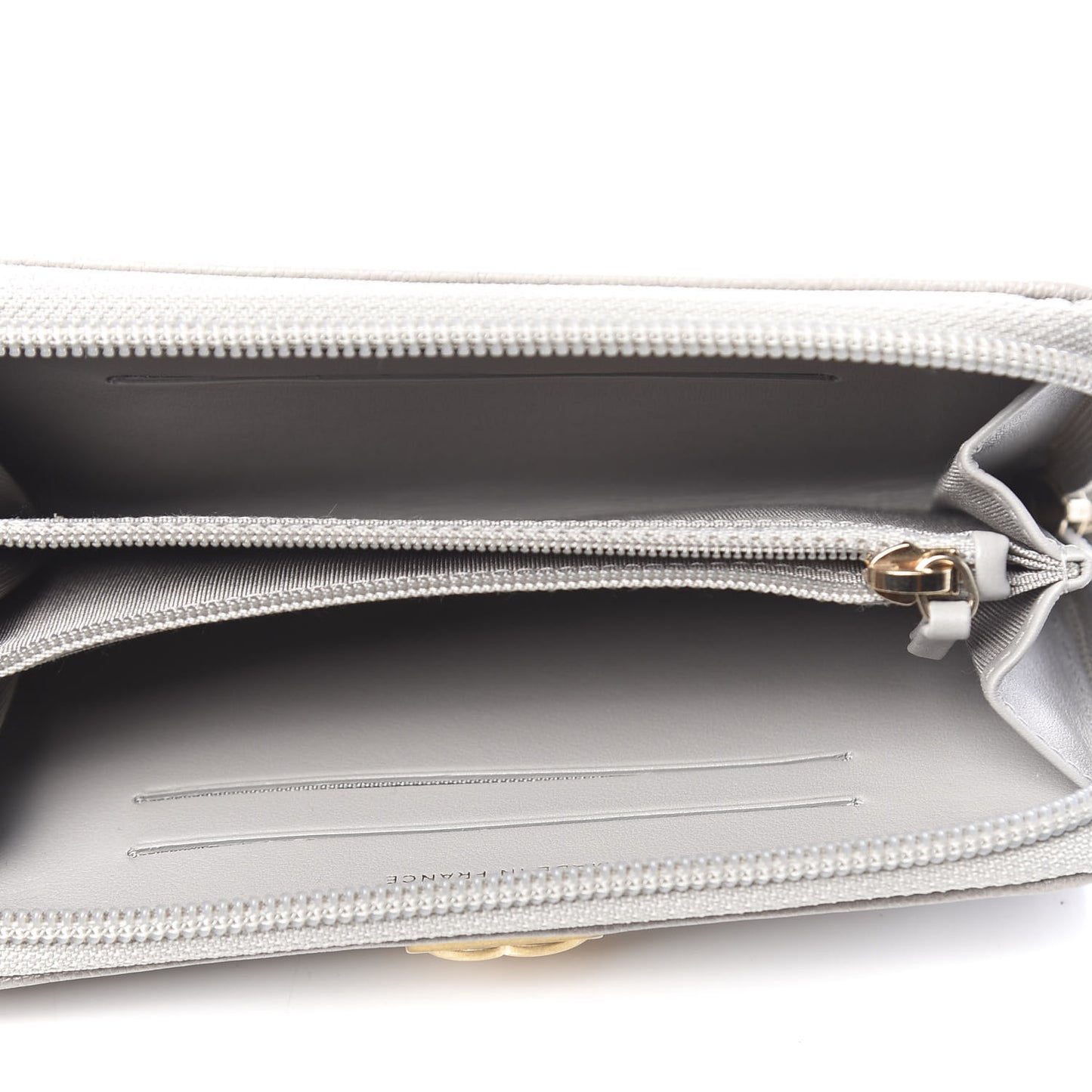 Caviar Quilted Boy Small Zip Around Wallet Grey