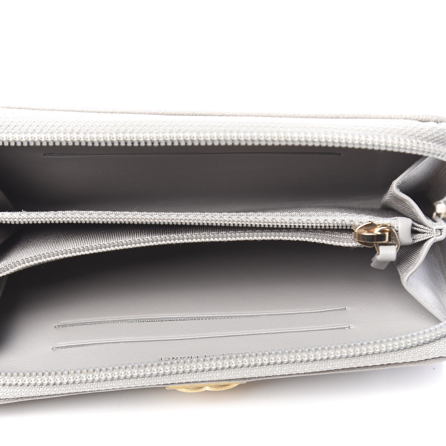 Chanel Caviar Quilted Boy Small Zip Around Wallet Grey 5 of 8