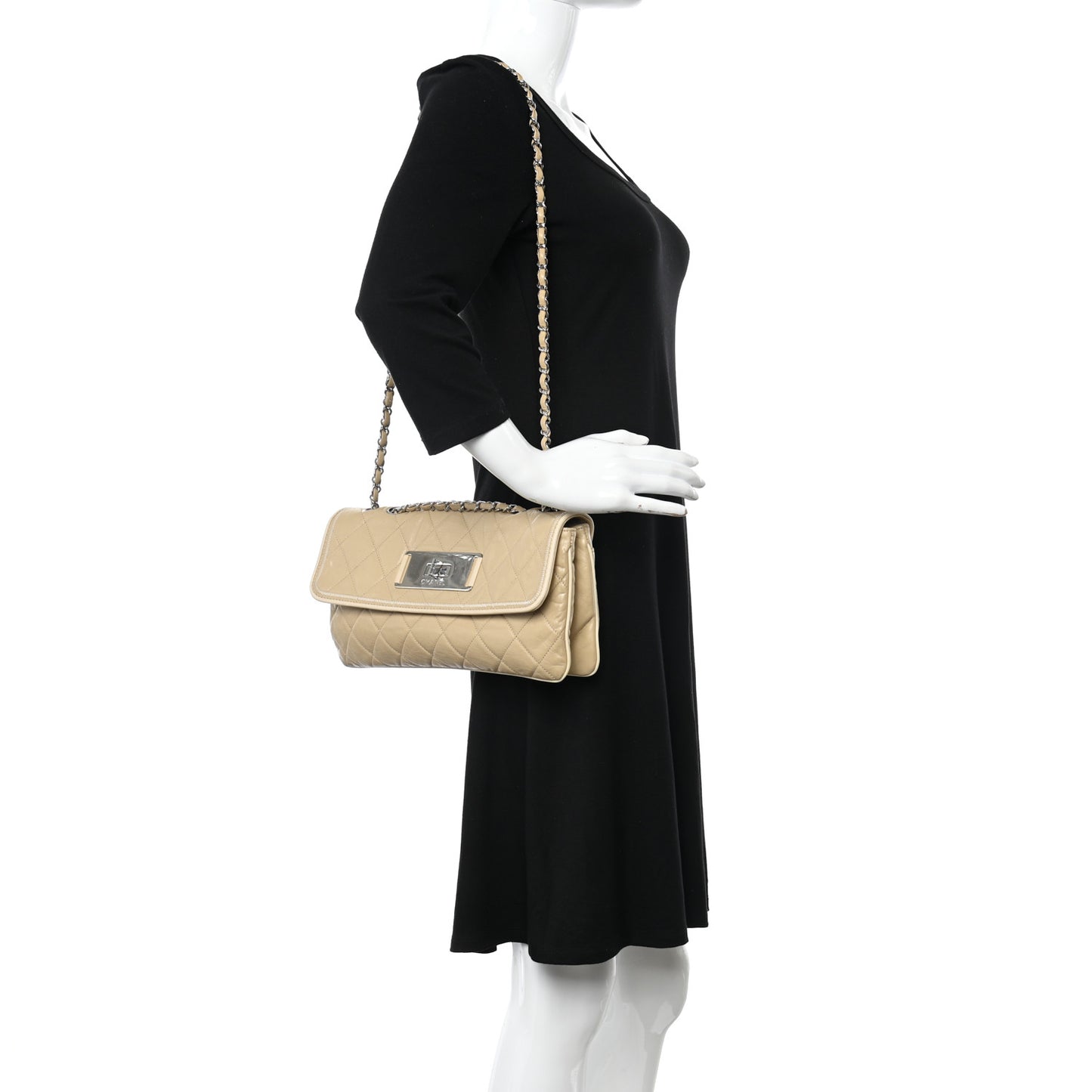 Lambskin East West Mademoiselle Flap Beige