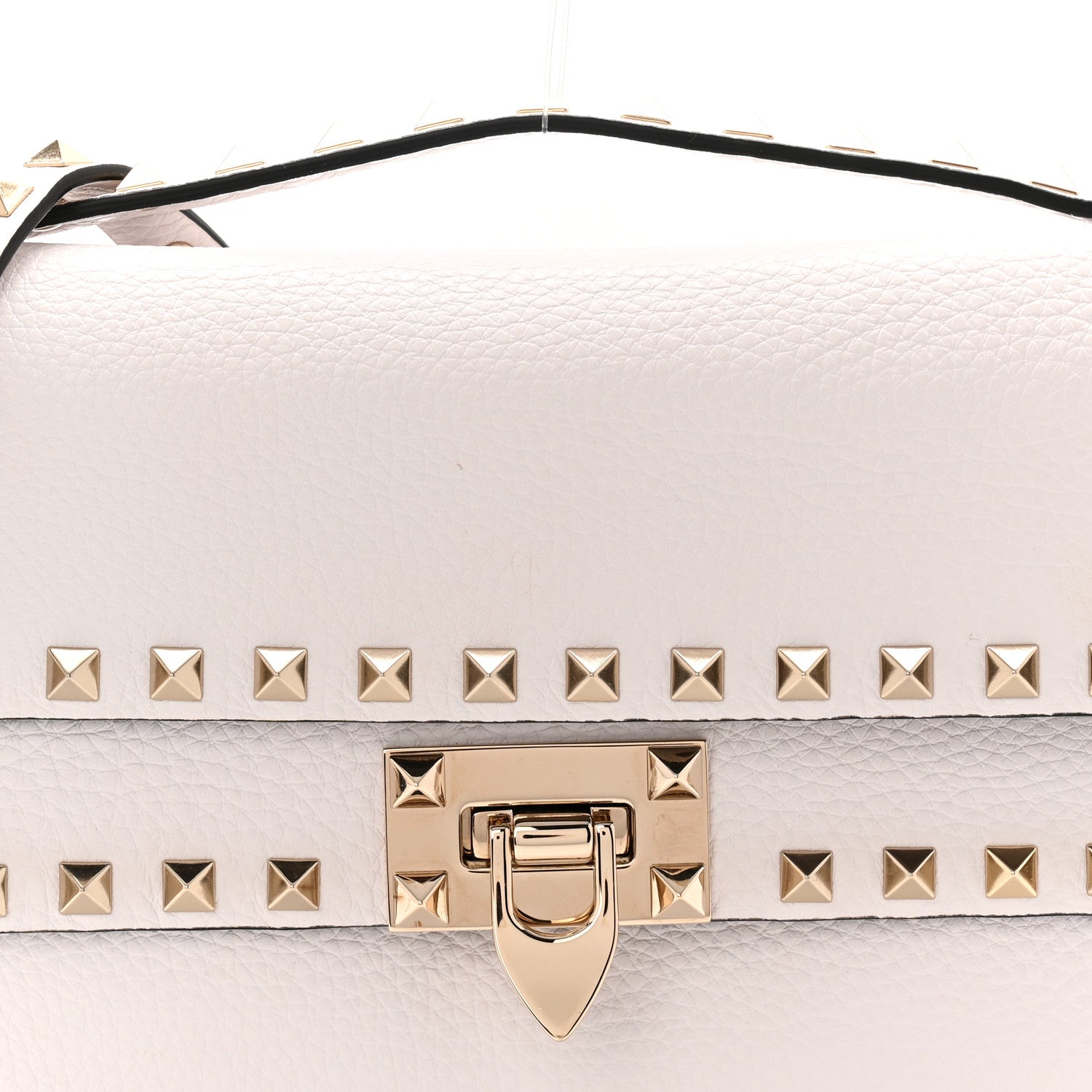 Valentino Garavani Grainy Calfskin Rockstud Double Flap Crossbody Bag Ivory 7 of 9