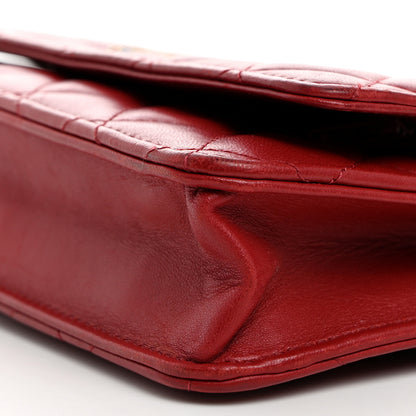 Chanel Lambskin Gripoix Quilted Wallet On Chain WOC Red 10 of 10