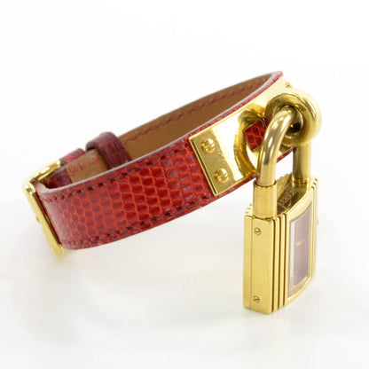 Hermes Stainless Steel Lizard 20mm Kelly Cadena Quartz Watch Rouge Moyen 6 of 9
