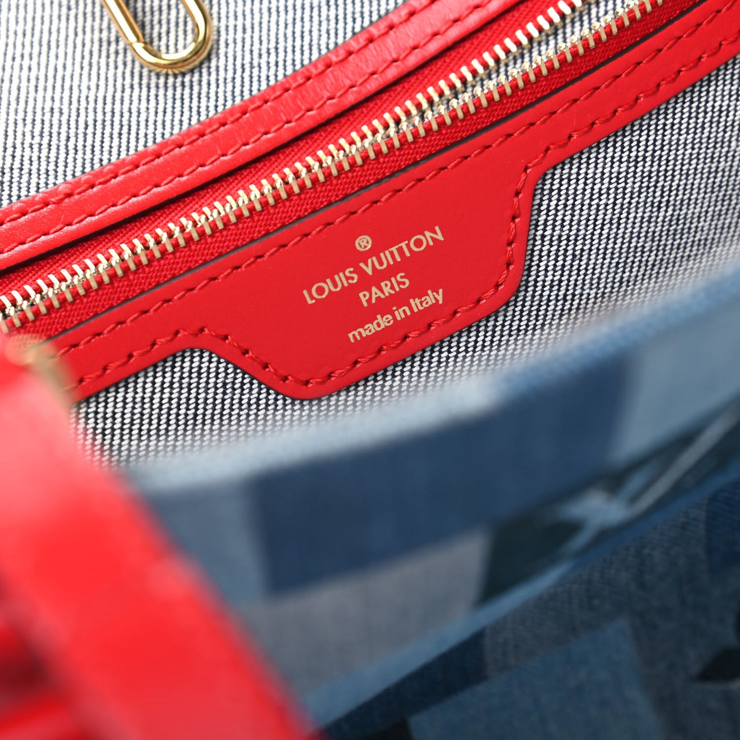 Denim Damier Monogram Onthego Blue Rouge