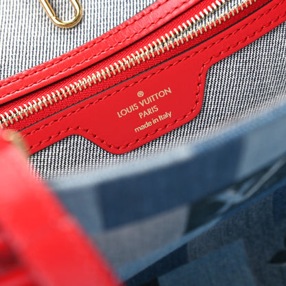 Louis Vuitton Denim Damier Monogram Onthego Blue Rouge 8 of 9