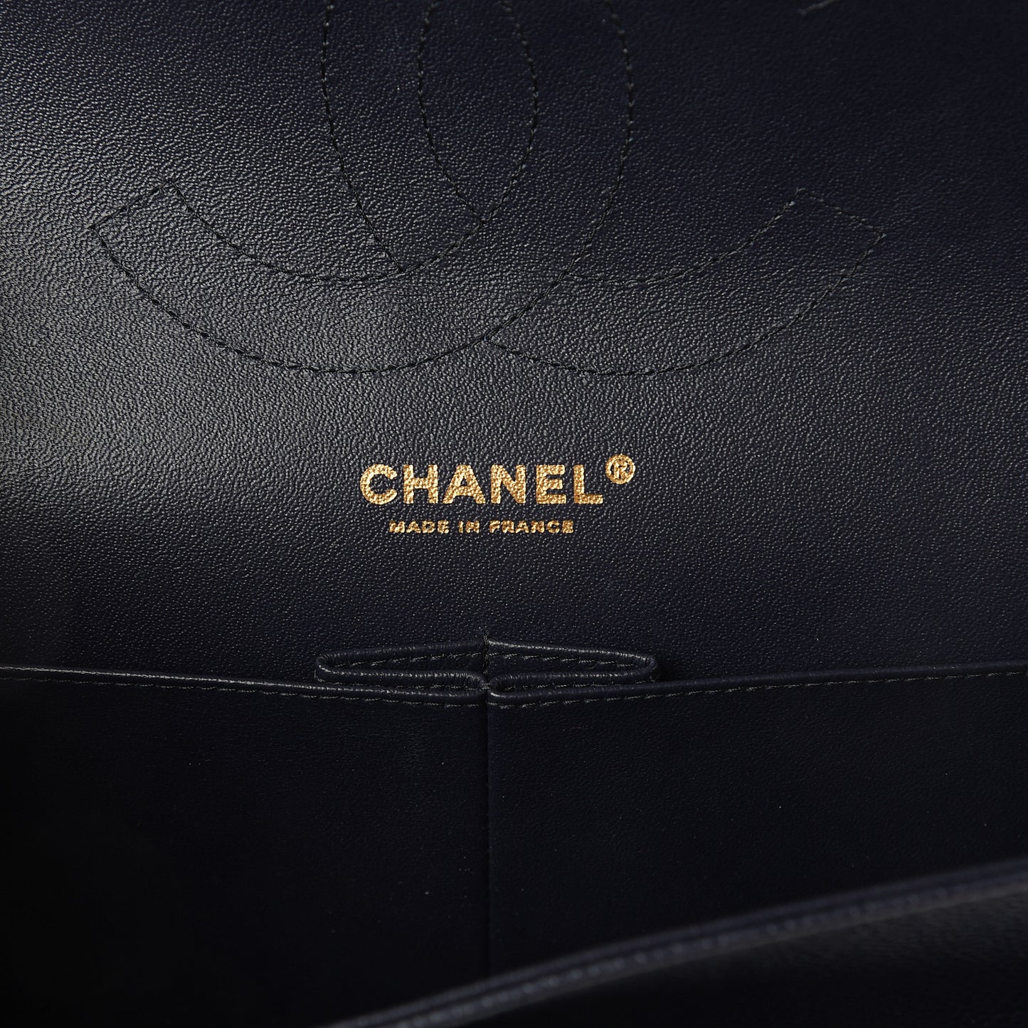Caviar Quilted Jumbo Double Flap Navy Blue