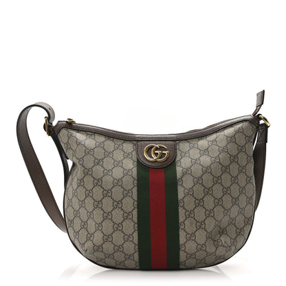 Gucci GG Supreme Monogram Web Small Ophidia Half Moon Hobo Brown 1 of 10