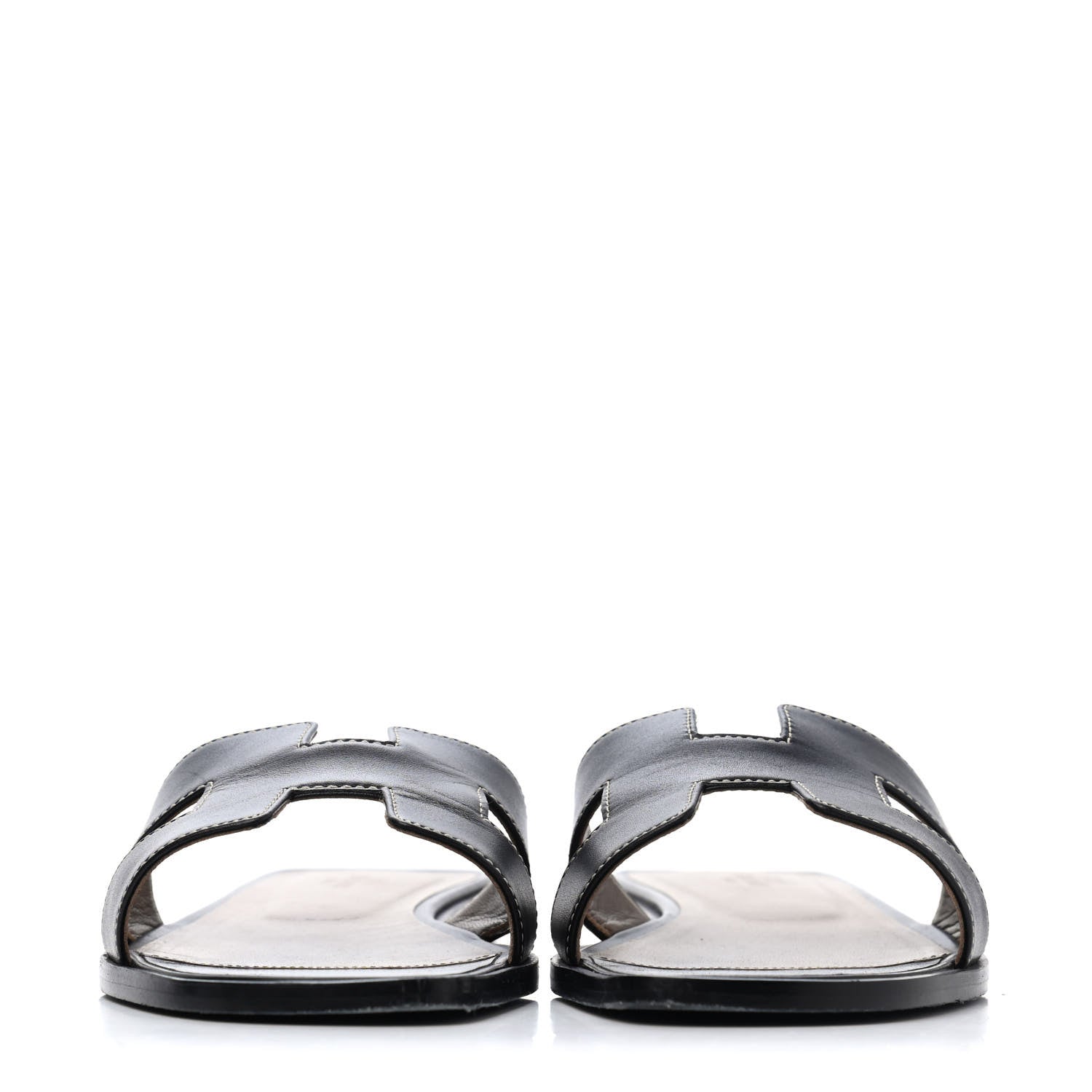 Hermes Box Calfskin Oran Sandals 41 Black 2 of 4