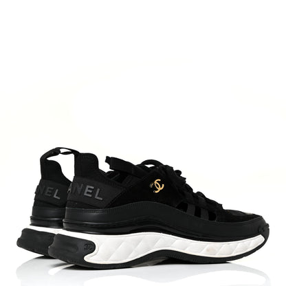 Chanel Velvet Calfskin Mixed Fibers CC Sneakers 40.5 Black 4 of 12