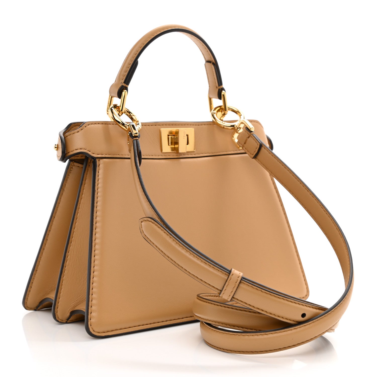 Fendi Shiny Nappa Petite Peekaboo I SEE U Satchel Miele Scuro 5 of 15