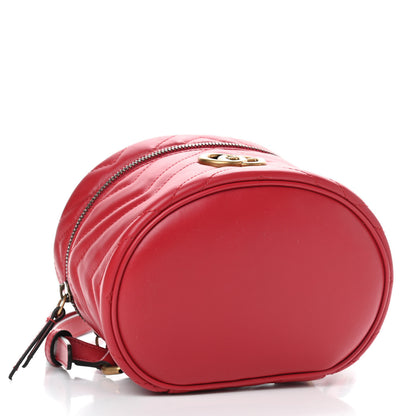 Gucci Calfskin Matelasse Mini GG Marmont Round Backpack Hibiscus Red 3 of 8