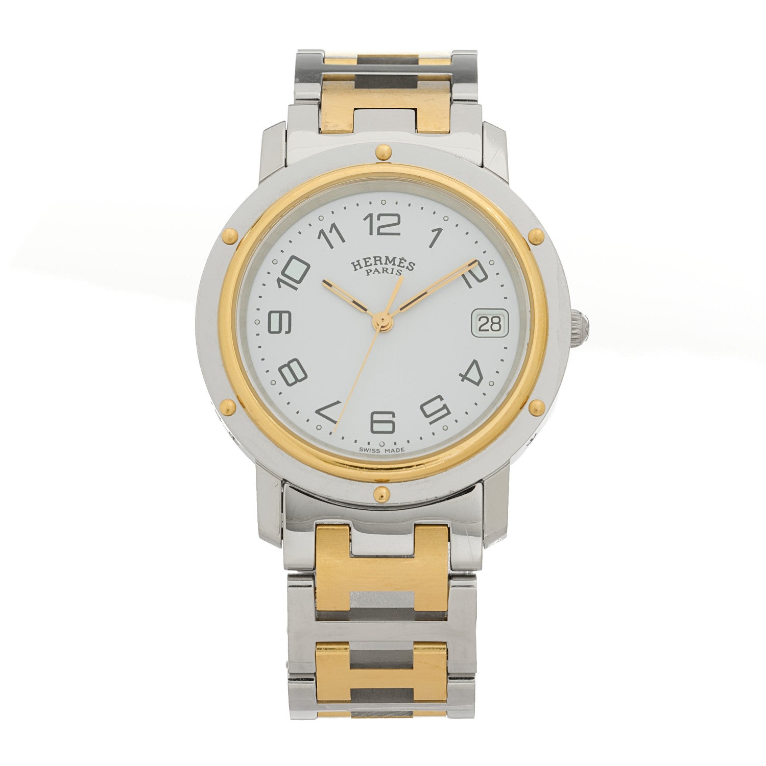 Hermes Stainless Steel 36mm Clipper Quartz Watch White 1 of 4