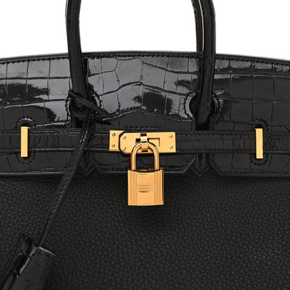 Hermes Togo Shiny Niloticus Crocodile Birkin Touch 25 Black 9 of 9