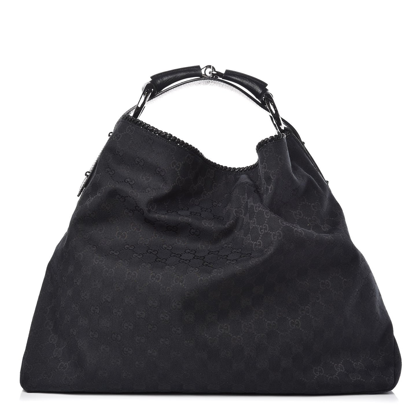 Monogram Large Horsebit Chain Hobo Black