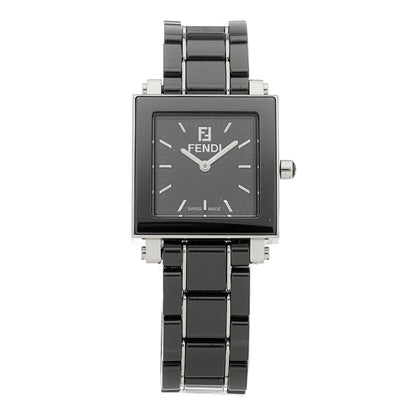 Fendi Stainless Steel Ceramic 25mm Quadro Quartz Watch Black 1 of 4
