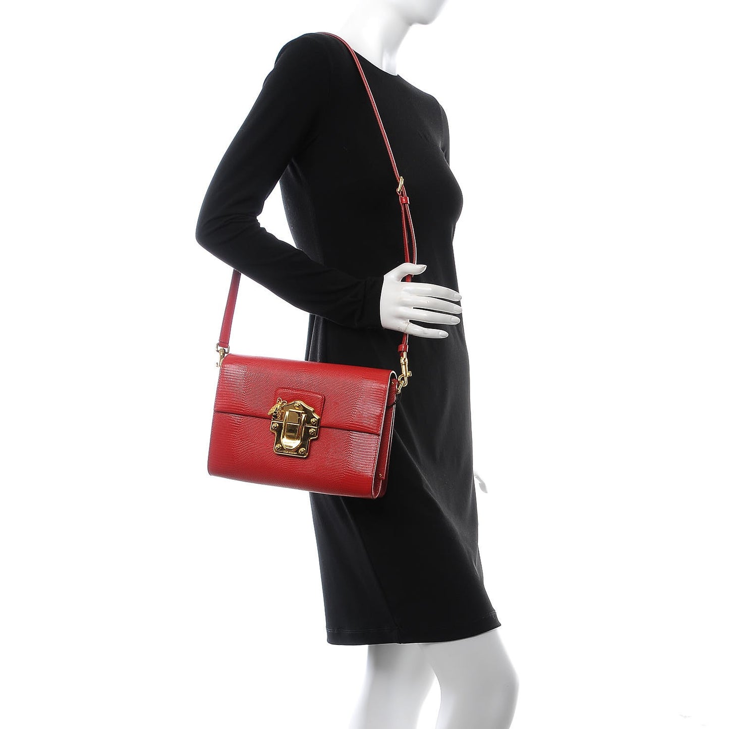 Iguana Calfskin Embossed Lucia Satchel Red