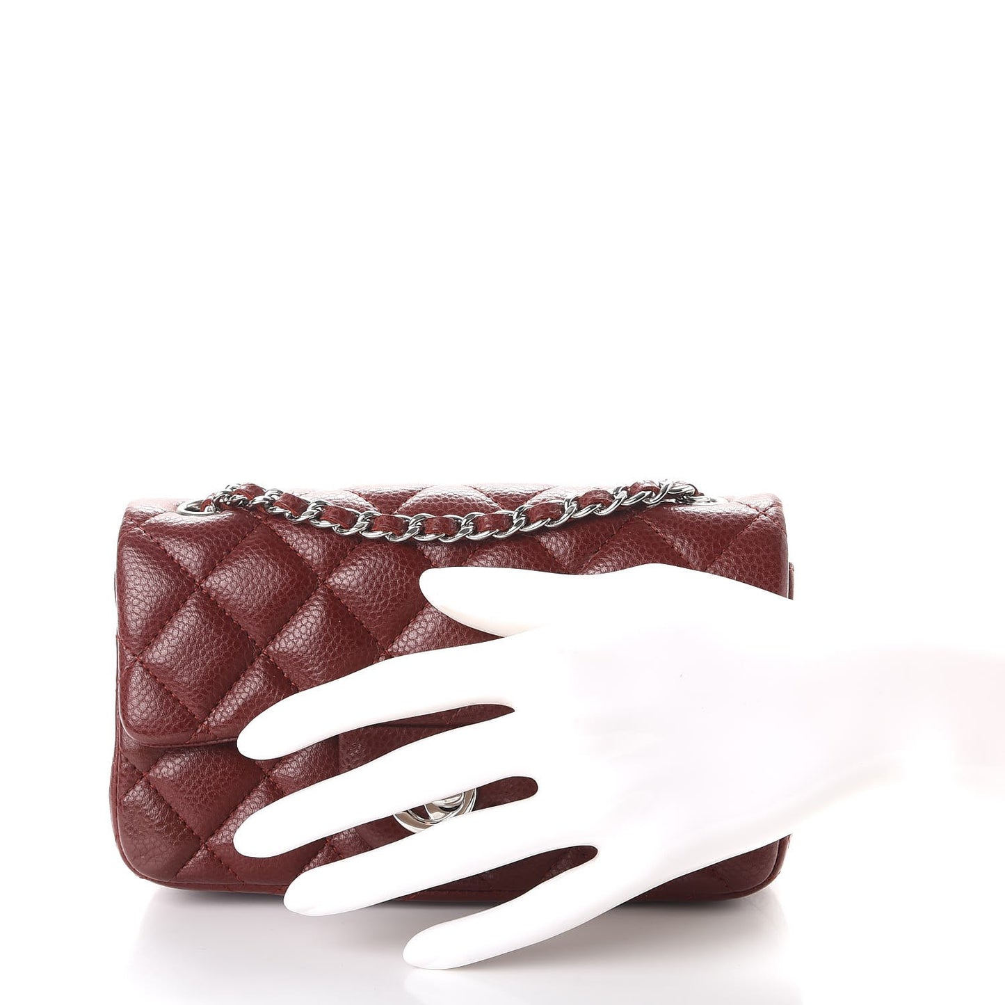 Caviar Quilted Extra Mini Flap Burgundy