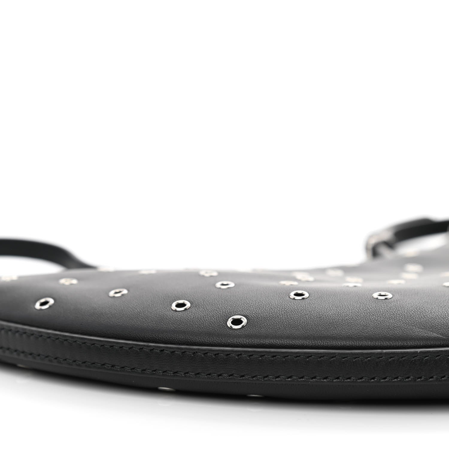 Alaia Lambskin Grommet One Piece Demi Lune Bag Black 8 of 9