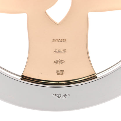 Bulgari Stainless Steel 18K Yellow Gold Tondo Cross Pendant 3 of 3