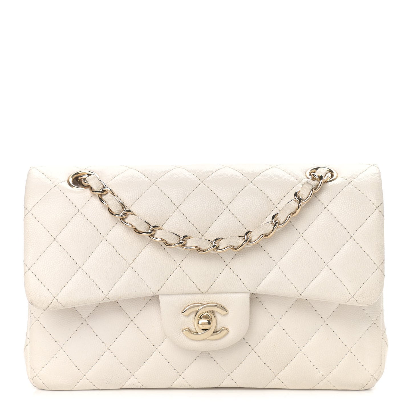 Caviar Quilted Small Double Flap White