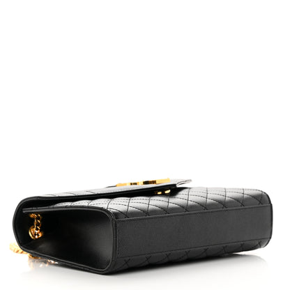 Saint Laurent Grain De Poudre Textured Mixed Matelasse Triquilt Medium Monogram Satchel Black 4 of 10