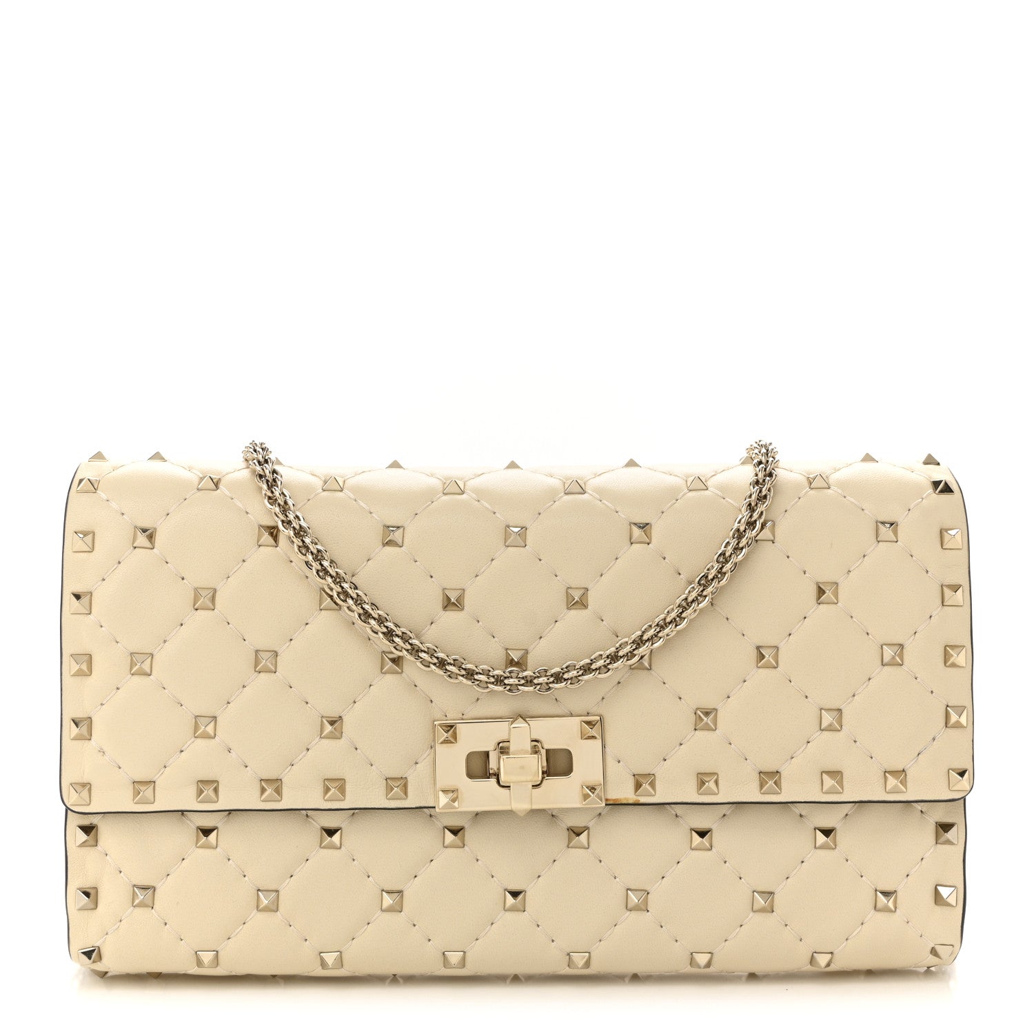 Valentino Garavani Nappa Rockstud Spike Wallet on Chain Light Ivory 1 of 10