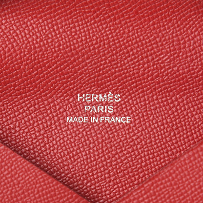 Hermes Epsom Calvi Card Case Rouge Casaque 6 of 13