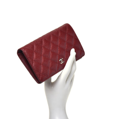 Chanel Caviar Quilted Yen Wallet Dark Red 2 of 7