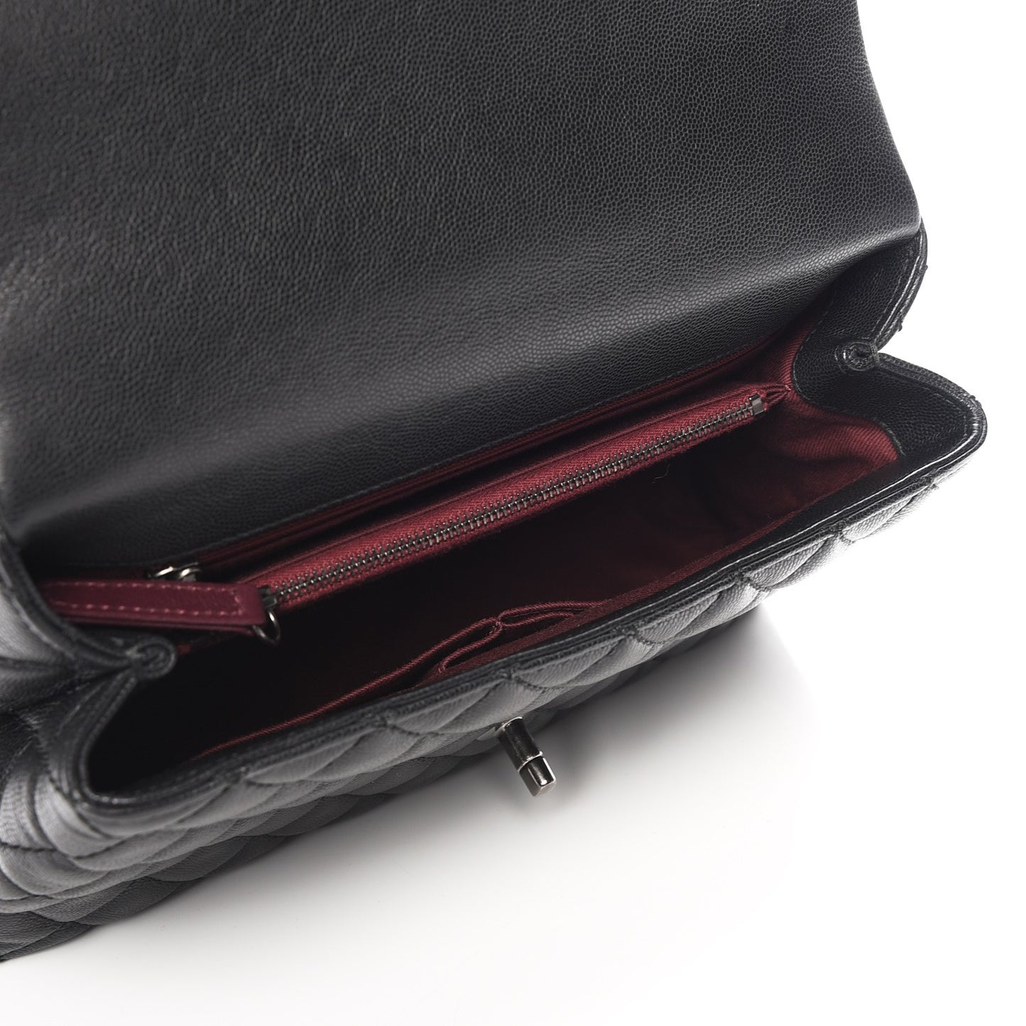 Caviar Quilted Small Coco Handle Flap Black