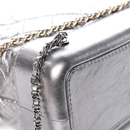 Chanel Metallic Crumpled Calfskin Quilted Gabrielle Backpack Silver 14 of 17