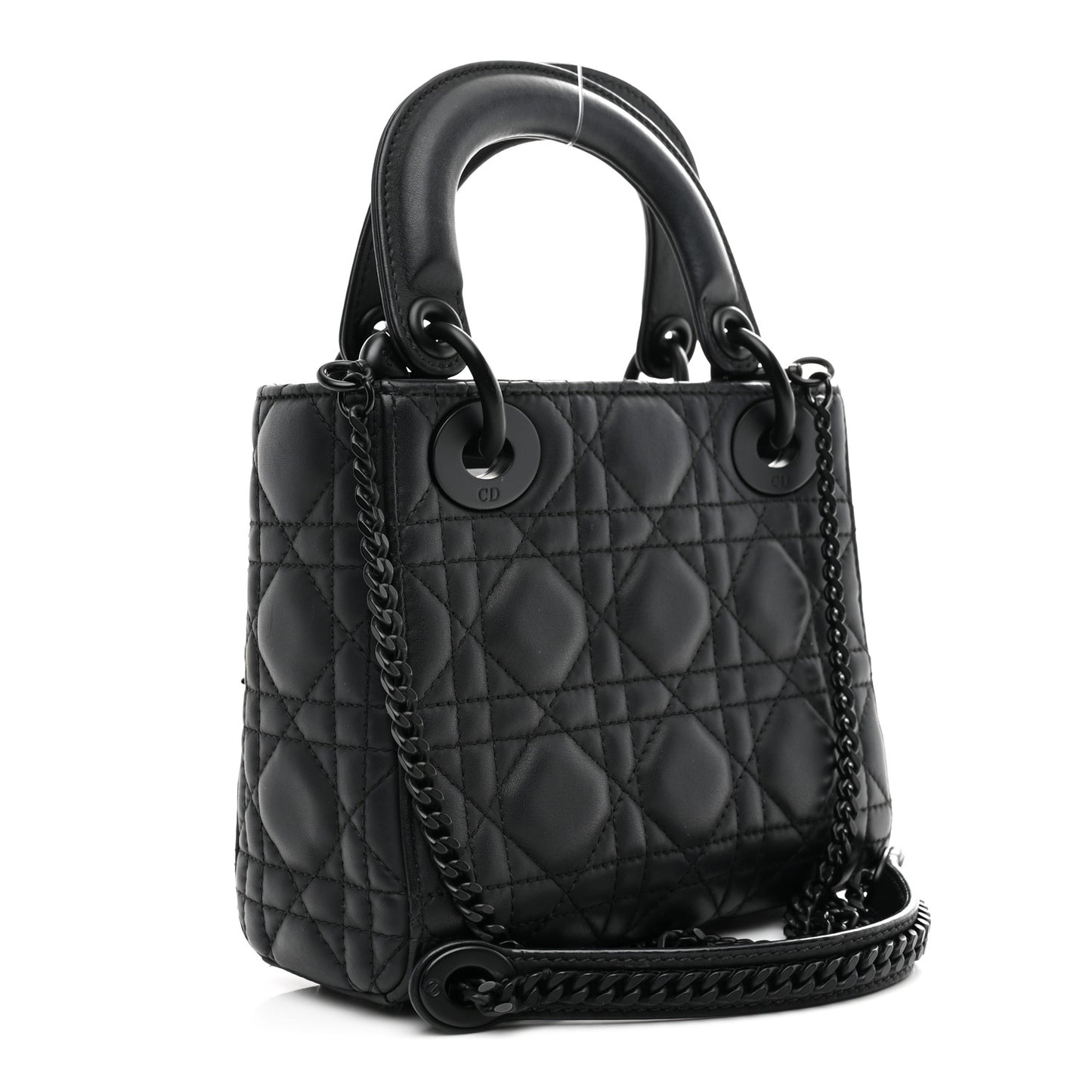 Ultra Matte Calfskin Cannage Mini Lady Dior Black