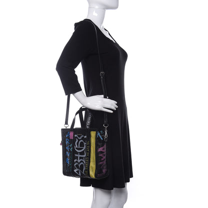 Balenciaga Agneau Arena Graffiti All Over XS Bazar Shopper Tote Black Multicolor 2 of 9