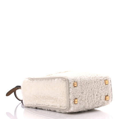 Fendi Shearling Vitello King Plexiglass Logo Mini Fendi Sunshine Shopper Tote White 4 of 14