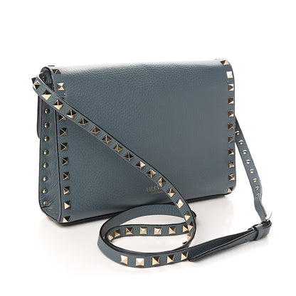 Valentino Garavani Pebbled Calfskin Medium Rockstud Flip Lock Crossbody Bag Sarcelle 2 of 9