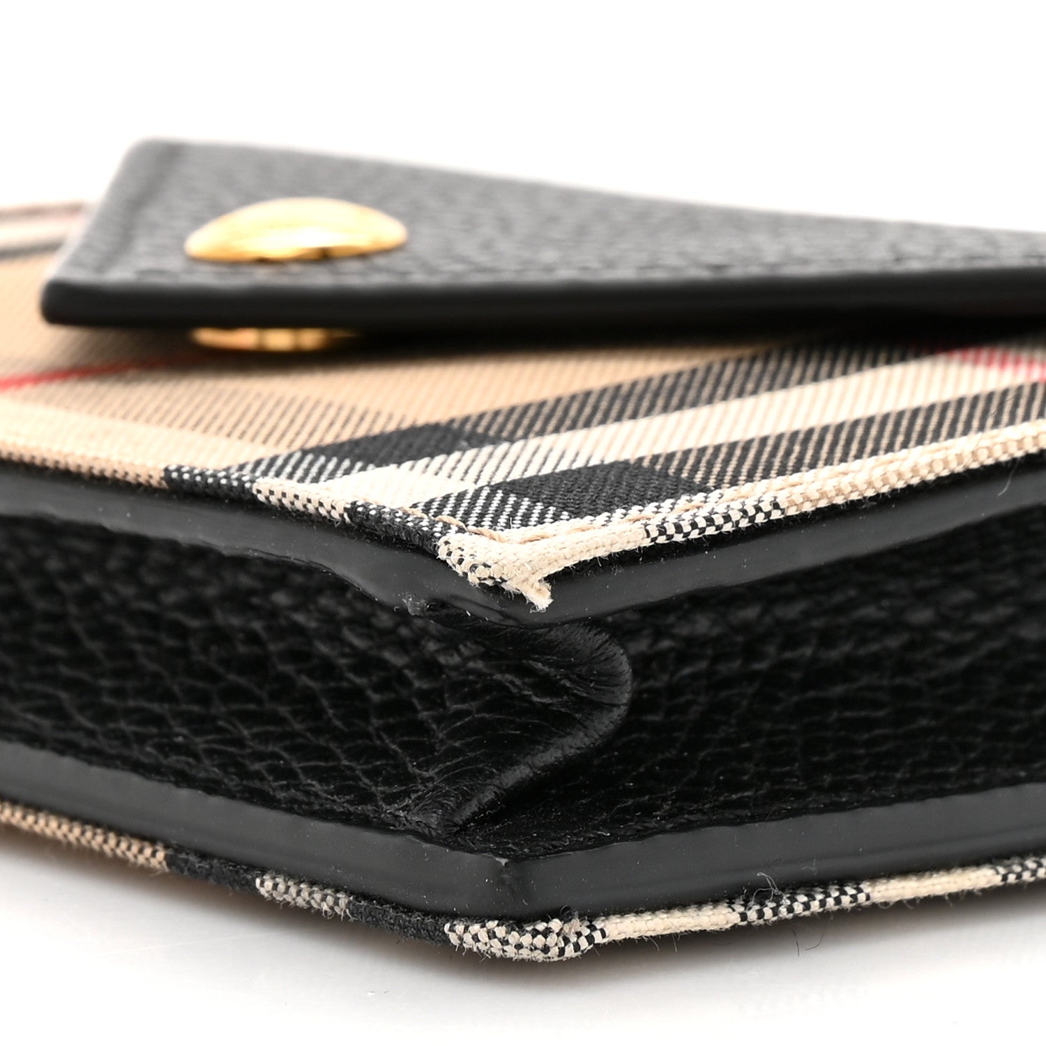 Burberry Grainy Calfskin Vintage Check Jade Card Case On Chain Black 8 of 9