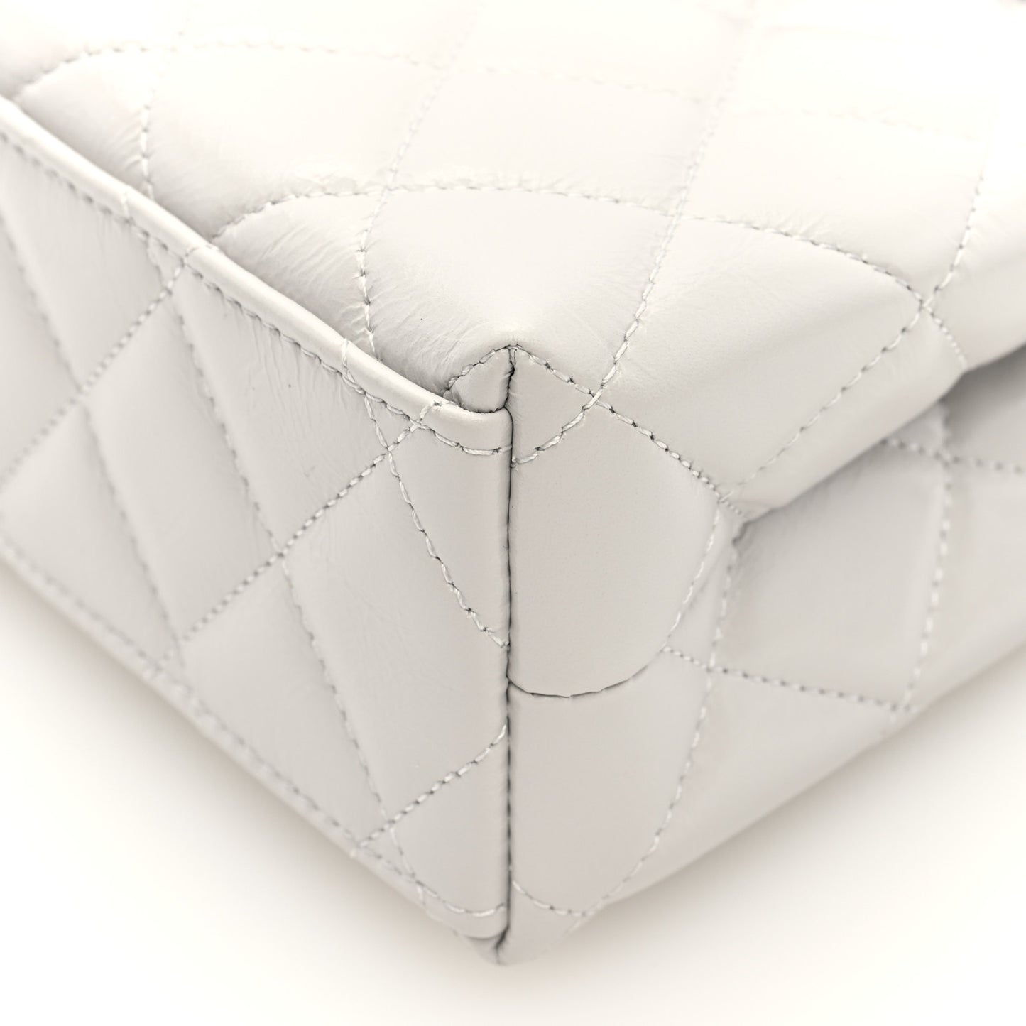 Shiny Aged Calfskin Quilted Nano Kelly Shopper Light Grey