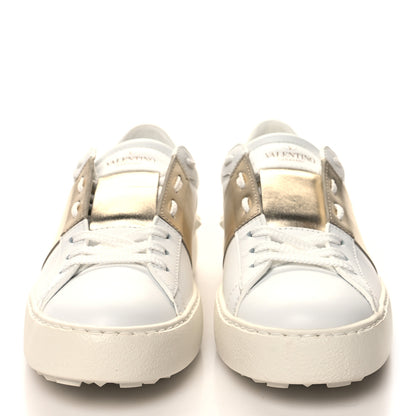 Valentino Garavani Calfskin Rockstud Open Sneakers 36 White Pewter 2 of 9