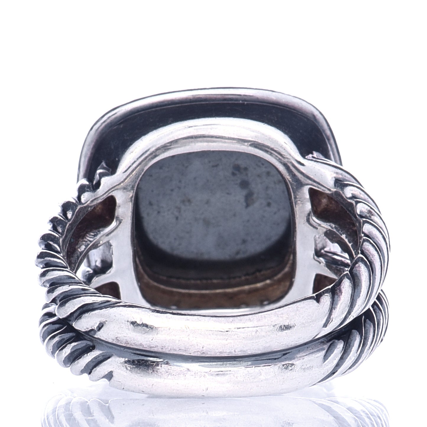 Sterling Silver Diamond Hematite 11mm Albion Ring 52 6