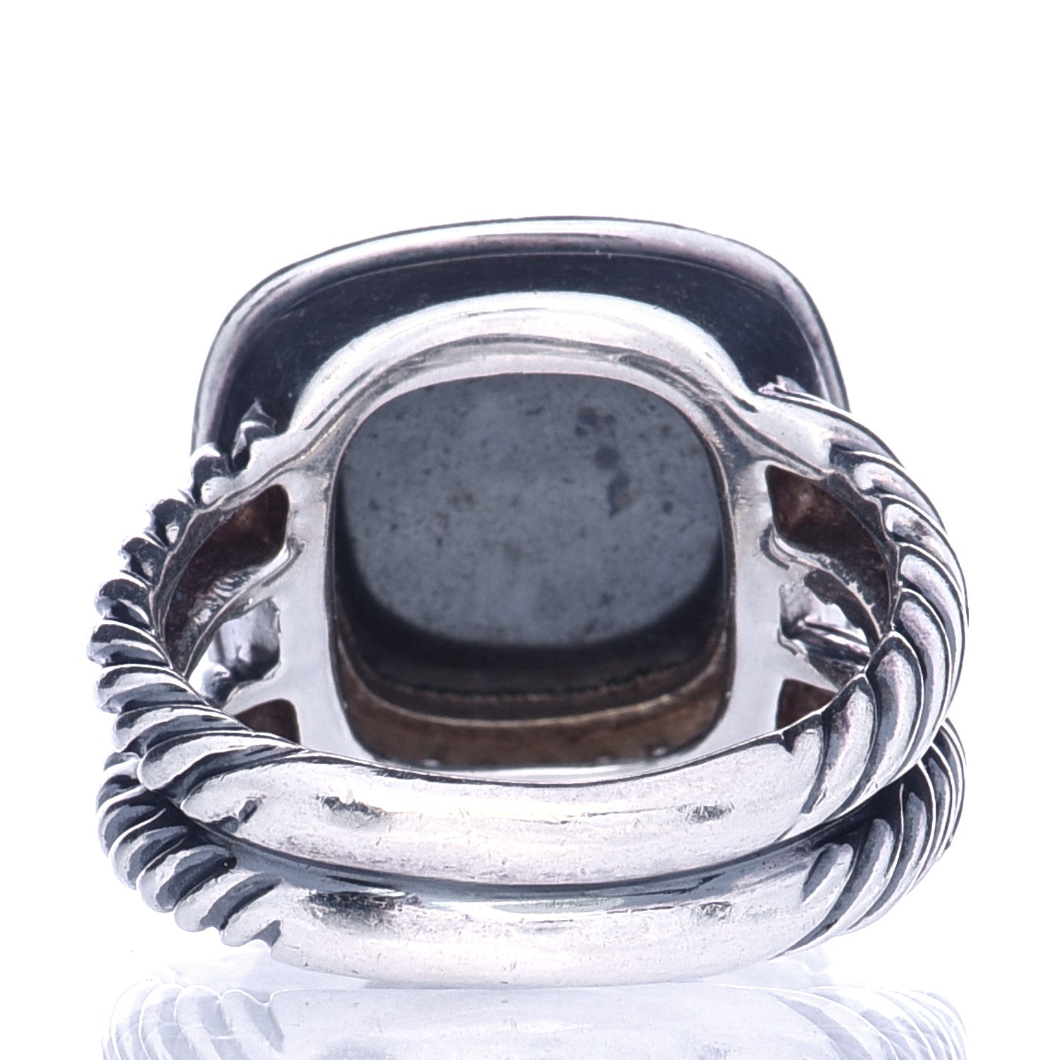 David Yurman Sterling Silver Diamond Hematite 11mm Albion Ring 52 6 3 of 6