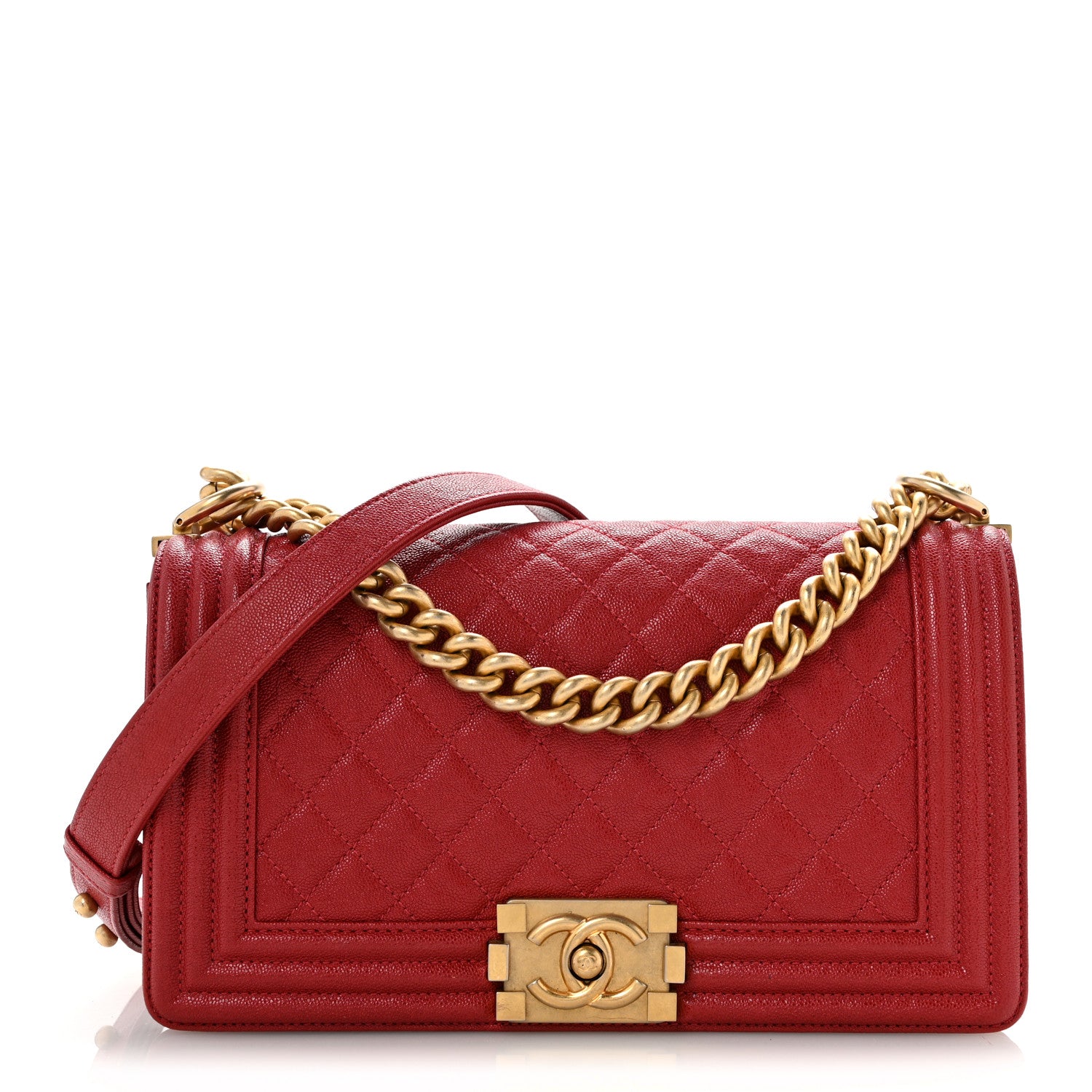 Chanel Caviar Quilted Medium Boy Flap Red 1 of 13