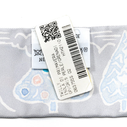 Hermes Silk Isola Di Primavera Twilly Gris Perle Grenadine 5 of 5