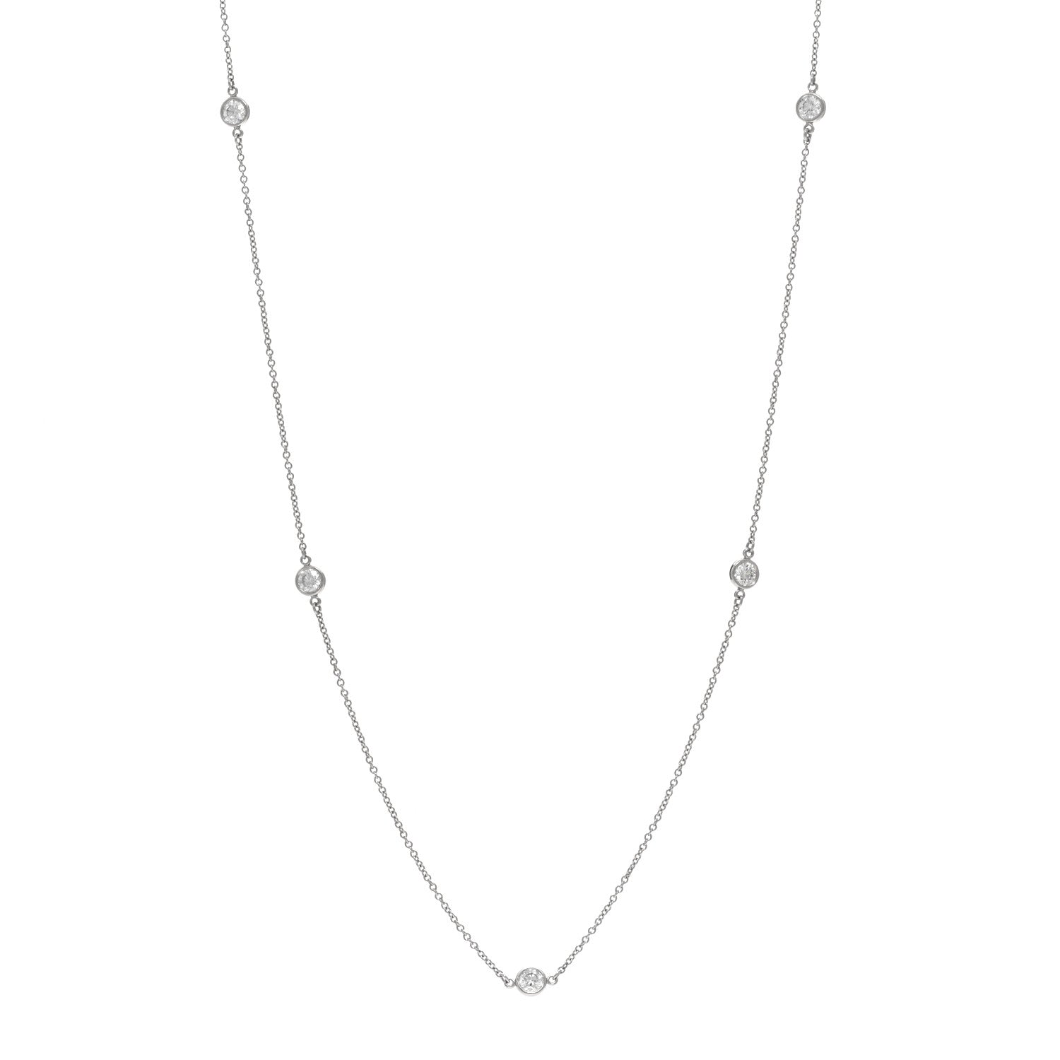Tiffany Platinum Diamond Elsa Peretti .70ctw Diamonds by the Yard 5 Station Necklace 1 of 5